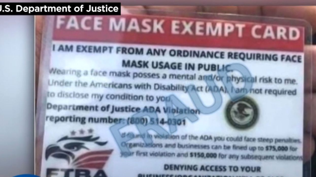 Justice Dept. warns about fake 'face mask exempt' cards being printed by people at home