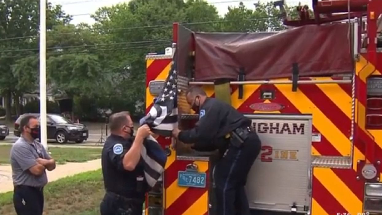 'Thin Blue Line' flags removed from town's firetrucks after complaint claims they symbolize 'white supremacy'