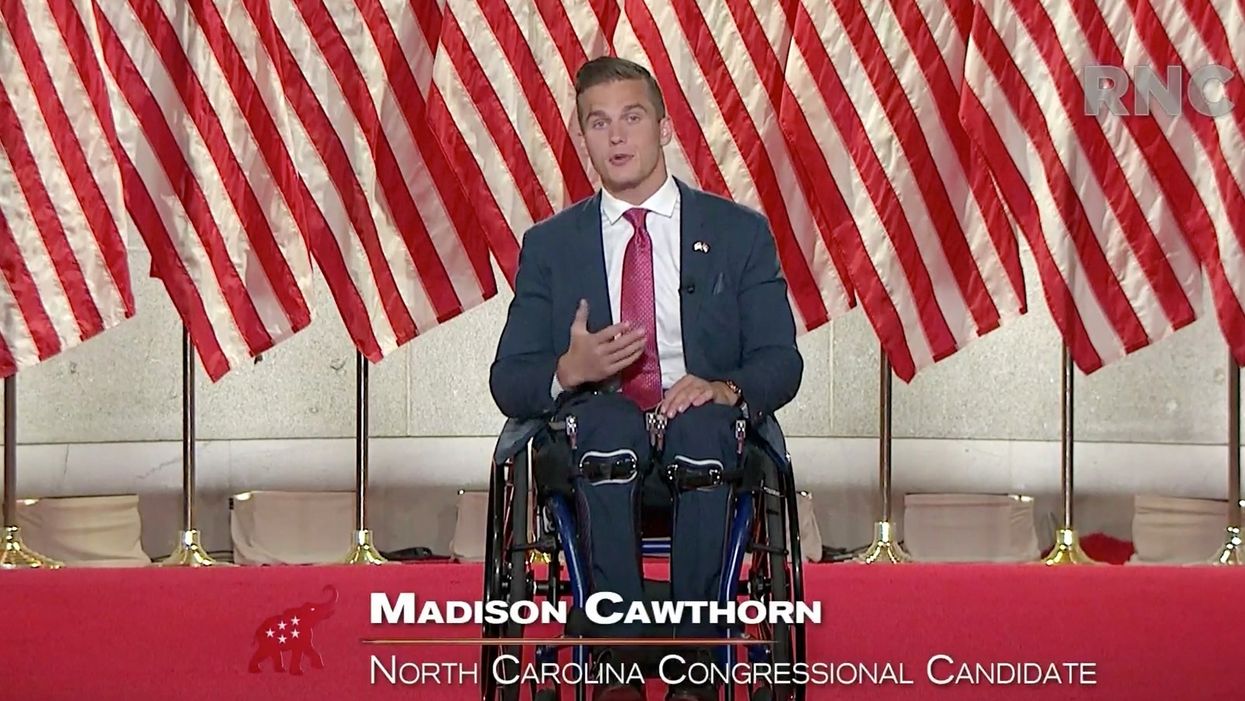 GOP congressional candidate lifts himself up from his wheelchair to stand 'for our Republic' in RNC speech