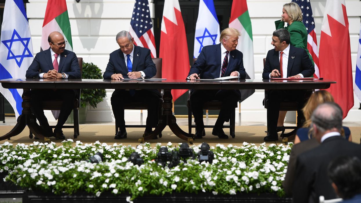 Palestinian militants fire rockets at Israel as historic peace agreement is signed at White House