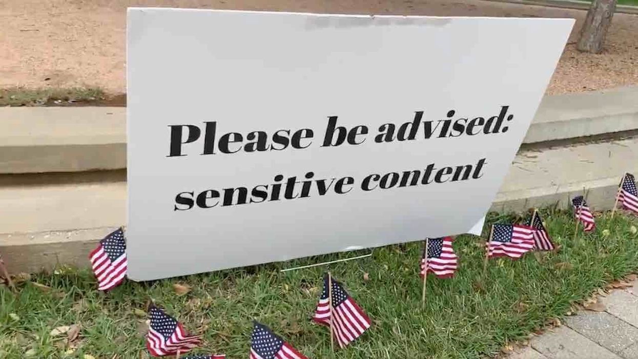 Baylor University places 'sensitive content' warnings at 9/11 flag memorial created by conservative students. Oops.