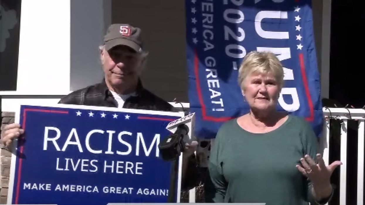 Someone is planting 'Racism Lives Here' signs in lawns of Trump supporters in California