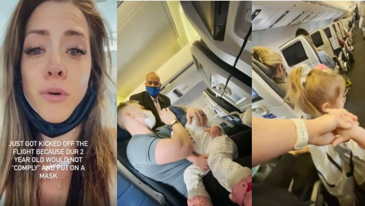 Tearful mother says her family was kicked off flight because 2-year-old daughter wouldn't wear a mask