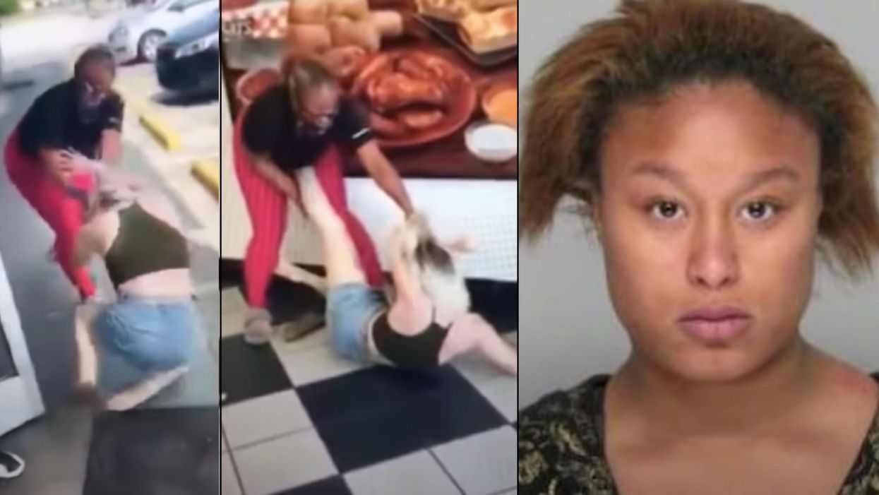 Police arrest suspect in viral bloody beating at pizza shop and charge her with assault and kidnapping