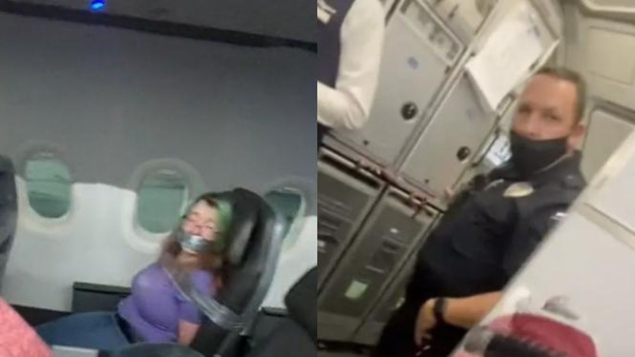 Video shows woman duct-taped to her seat after she tried to open airplane door mid-flight, bit cabin attendant