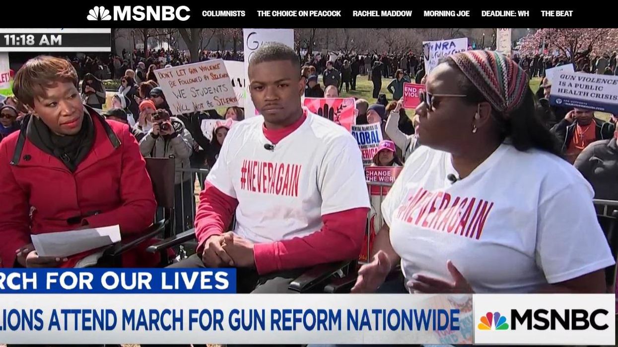 Video resurfaces of Louisville shooter at gun-control rally ​telling Joy Reid how much he 'loves' David Hogg