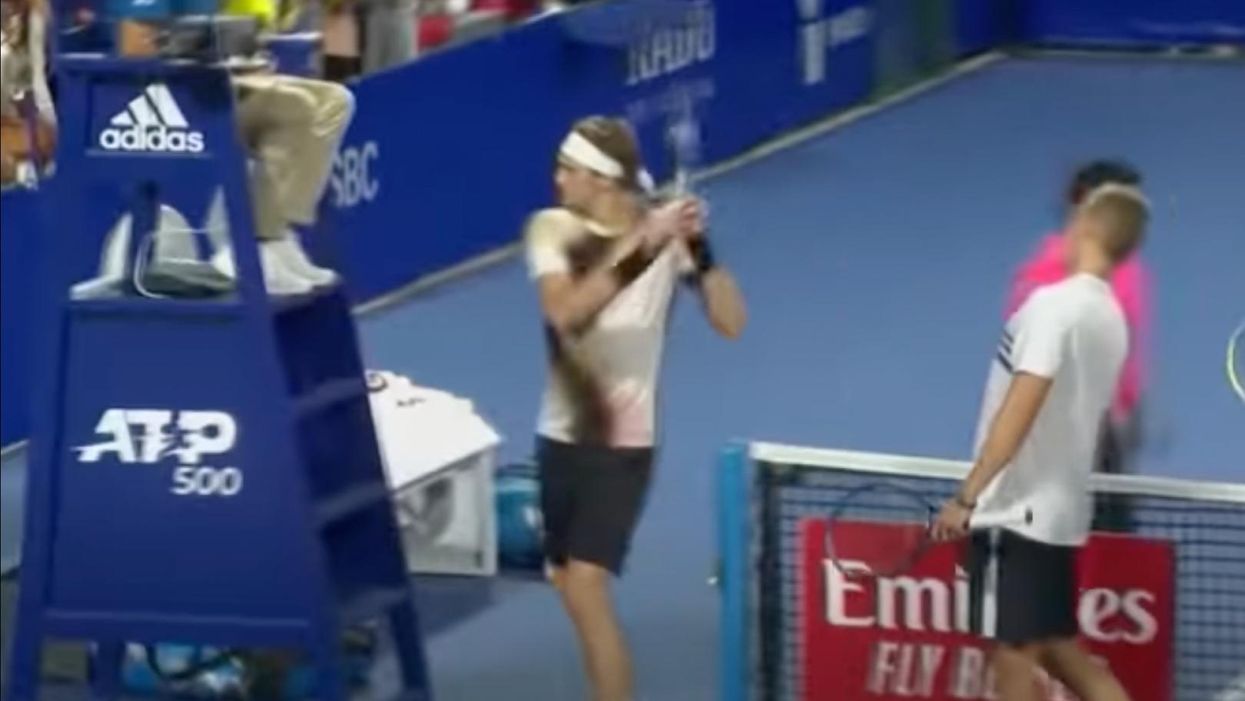 Shocking viral video shows top tennis star's profane, violent tirade against umpire as he repeatedly smashes umpire's chair with racquet