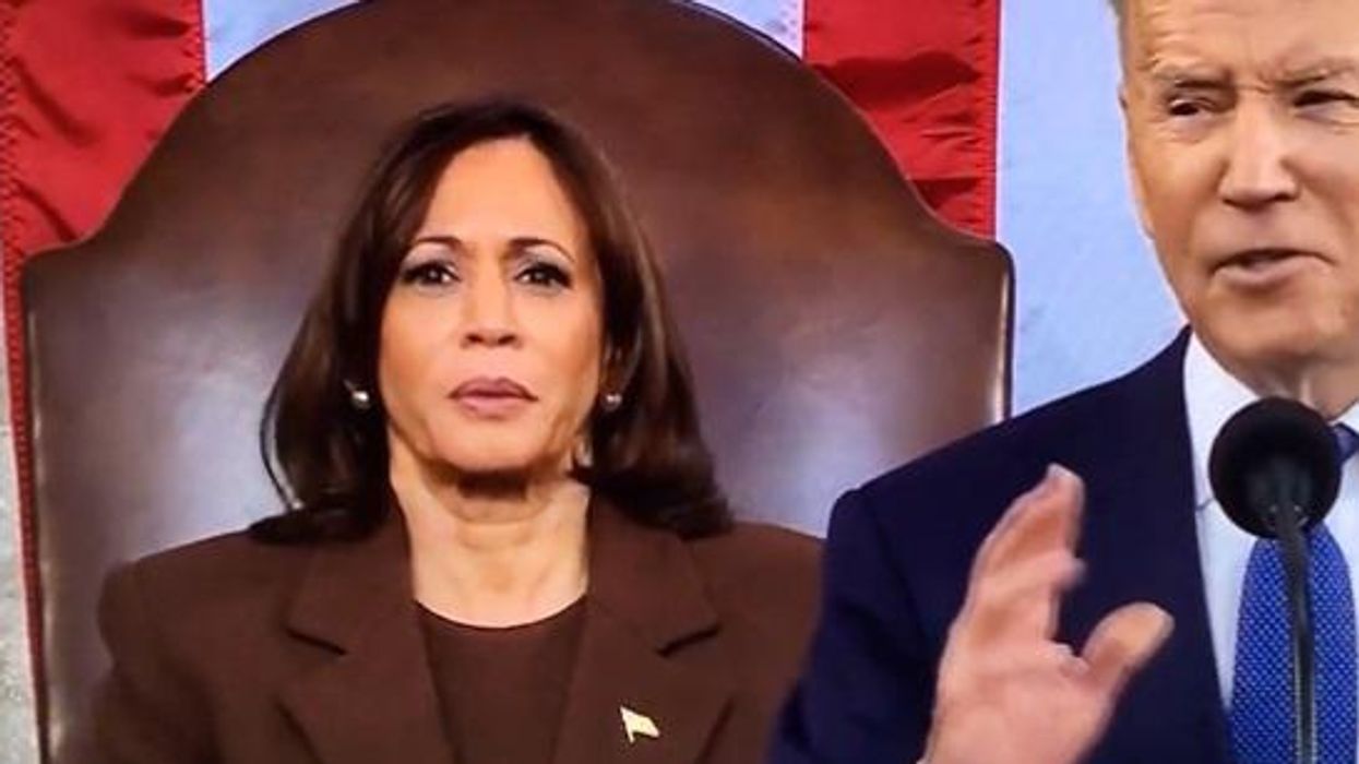 WATCH: Kamala Harris' reaction to Biden's 'Iranians' gaffe during SOTU is PRICELESS