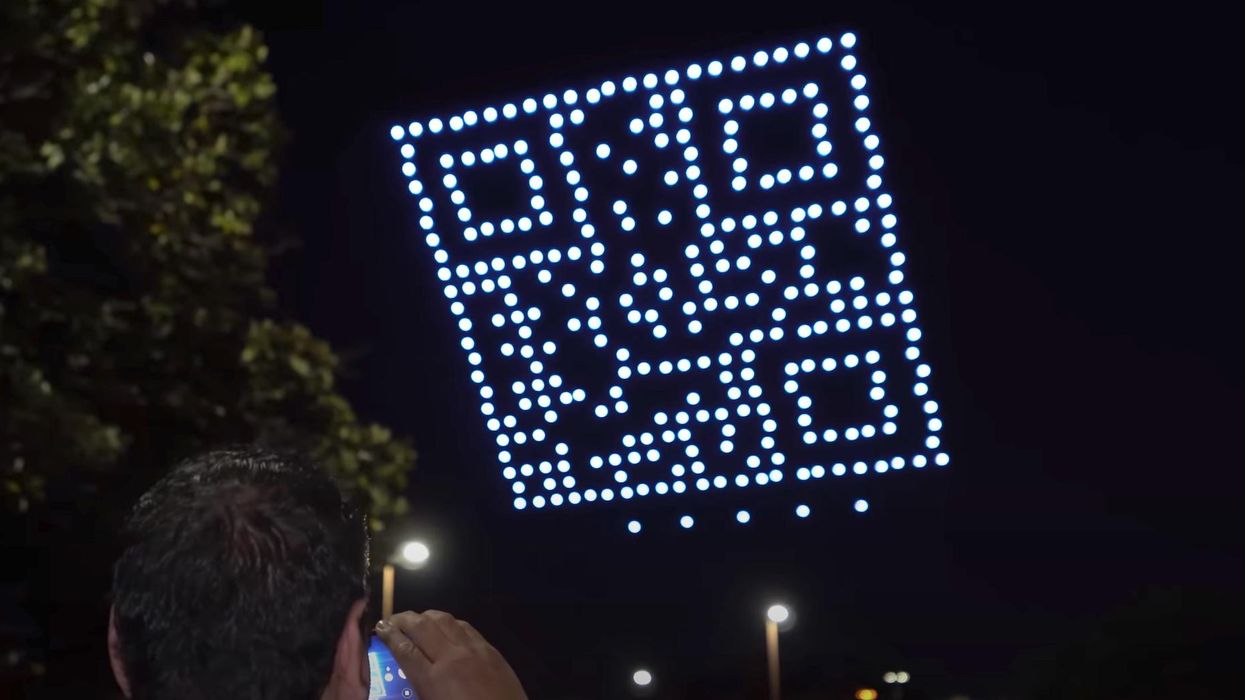 The city of Dallas was Rick-rolled by a massive QR code made in the sky by 300 drones on April Fools' Day