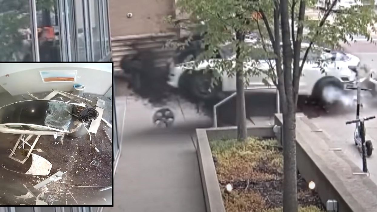 Security video shows out of control Tesla crashing into convention center at 70 mph, causing $300k worth of damage