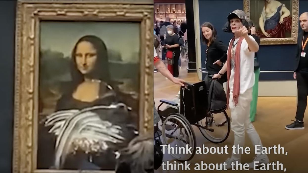 Environmentalist nitwit smears 'Mona Lisa' with cake while disguised as woman in wheelchair: 'Think about the Earth. This is why I did this.'