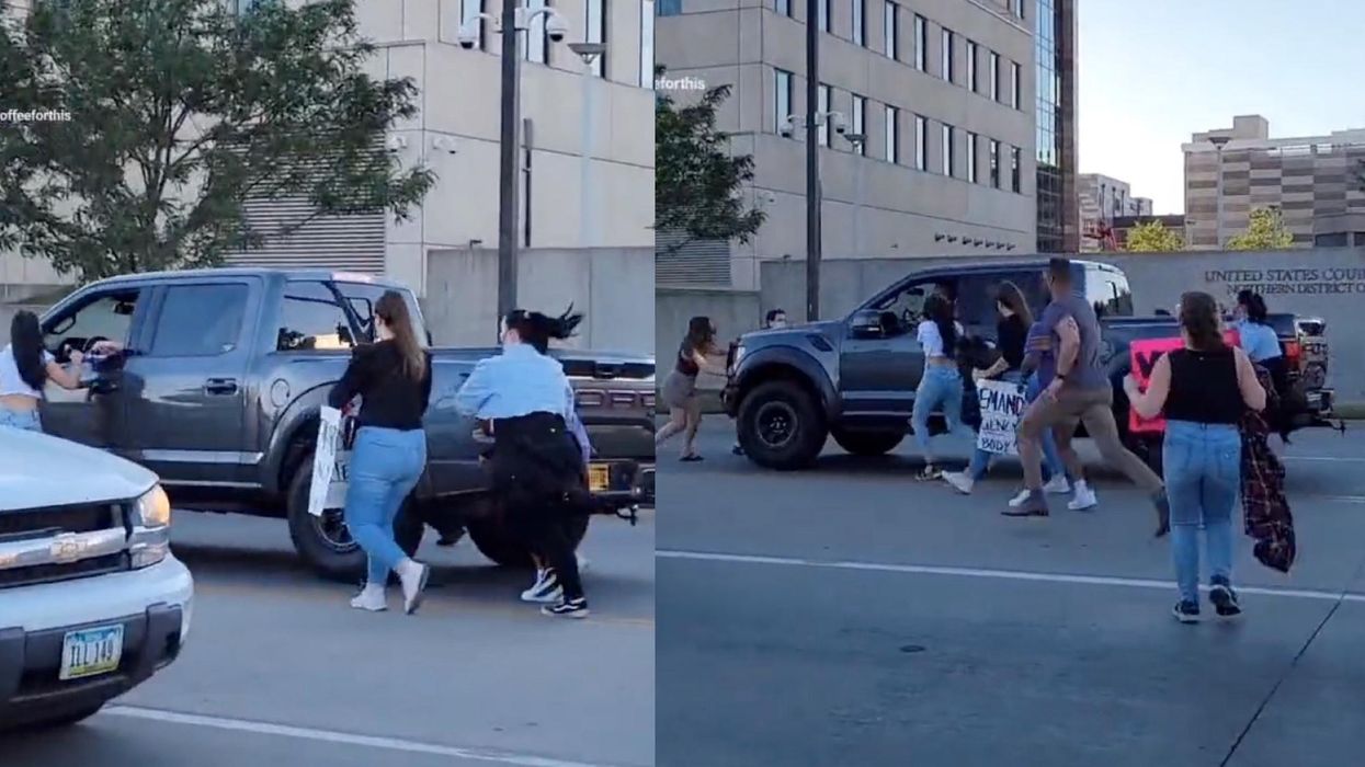 VIDEO: Truck drives through activists protesting for abortion rights in Iowa