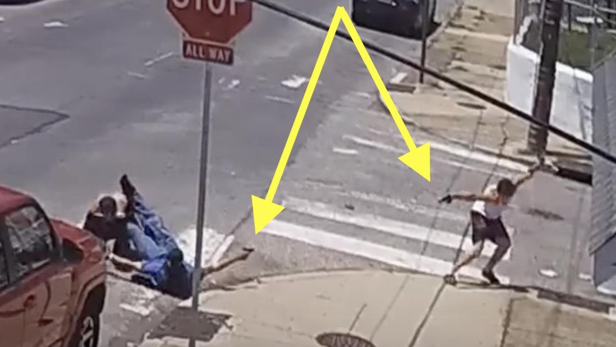Video: Man fights robber, takes his gun away. Second crook runs over, shoots man, both suspects escape — but victim may have hit second crook with gunfire.