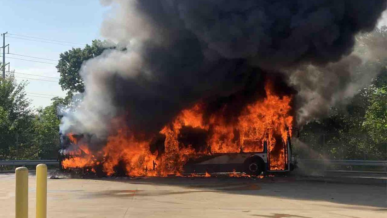 Electric bus catches fire; officials say lithium ion battery fires hard to put out, continually reignite: 'Looks very environmentally friendly'