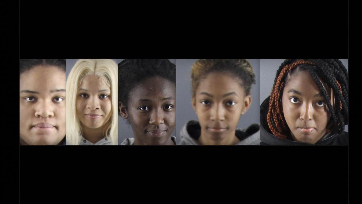 5 women allegedly attack female, steal items from her car, and flee. But victim fights back by crashing into their vehicle, leading to their arrests.
