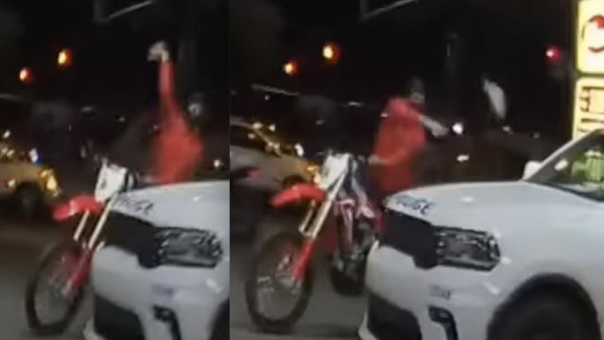Gang of ATV, dirt bike riders surround police in Philly, throw bricks, bottles at cops — and break windshield. City has 'no pursuit' policy for such vehicles.