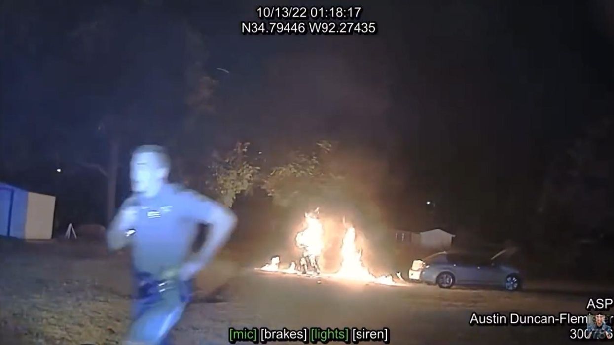 Hot pursuit: Graphic footage captures the moment a Taser transformed a suspect into a human torch