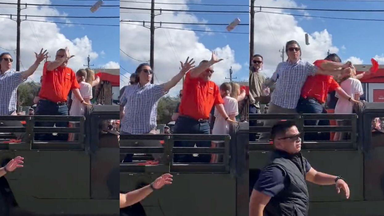 VIDEO: Ted Cruz hit by a beer thrown from Houston parade audience, one man arrested
