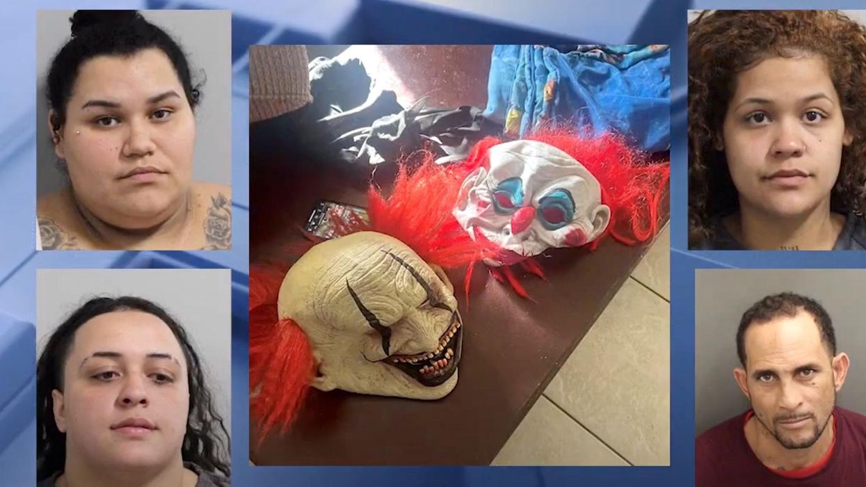 4 arrested for allegedly terrorizing elderly woman while wearing clown masks to rob her, police say one suspect had worked as her caretaker