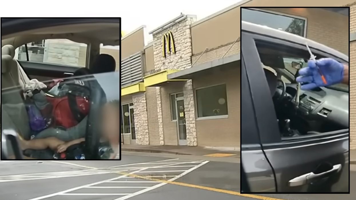 Police bodycam video shows woman on heroin passed out in McDonald's drive-thru with baby in the backseat: 'Breaks my damn heart, brother'