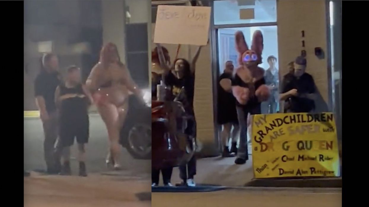 Church reportedly hosts 'Family-Friendly Drag Show'; sparkly drag queen seen entering 'modern worship' venue — and pink bunny character seems to taunt protesters