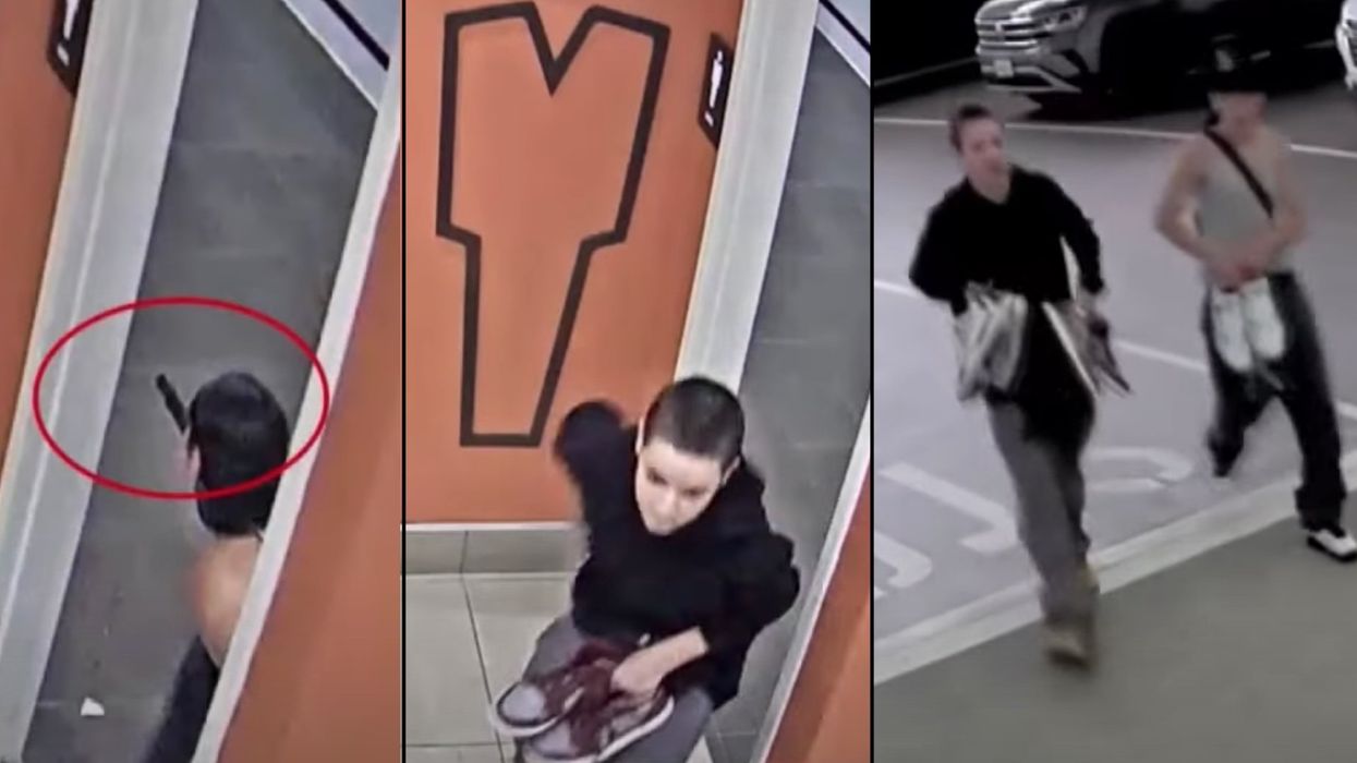 VIDEO: Two thugs follow kids into bathroom at California shopping center and demand their sneakers at gunpoint