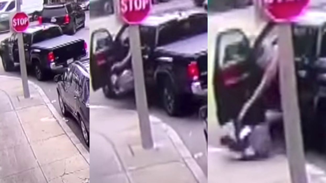 Video shows thief pull over to abandon kidnapped baby on side of the street after stealing a truck from family