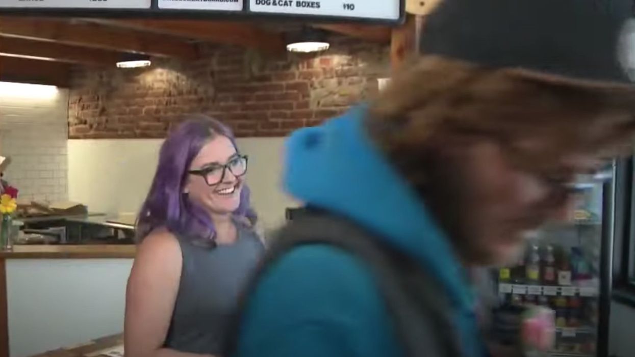 Man barges into charcuterie store demanding free food as news crew interviews owner about homeless crisis eroding sales