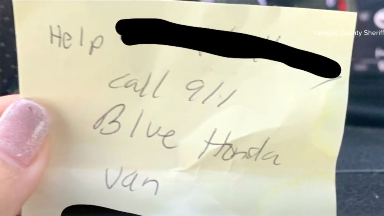 A kidnapped woman was rescued after she slipped a note to a gas station customer in Arizona: 'Help ... call 911'