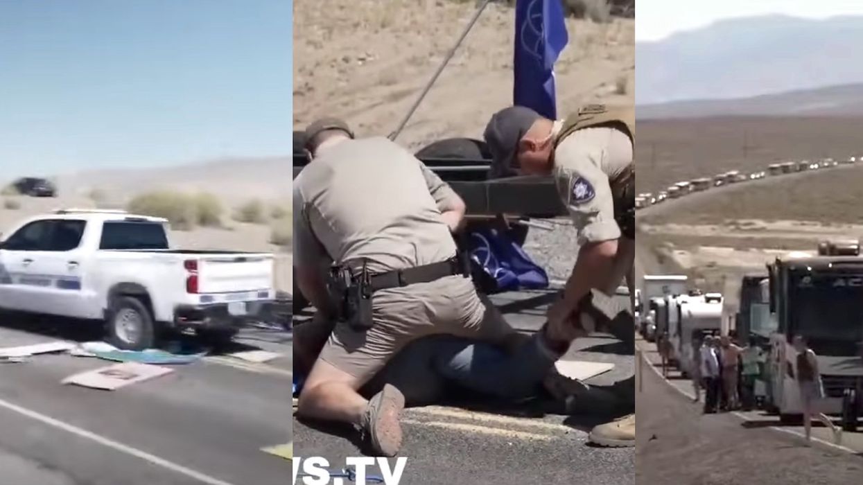 Video shows climate activists crying and screaming as Nevada tribal cops destroy blockade on road to Burning Man festival