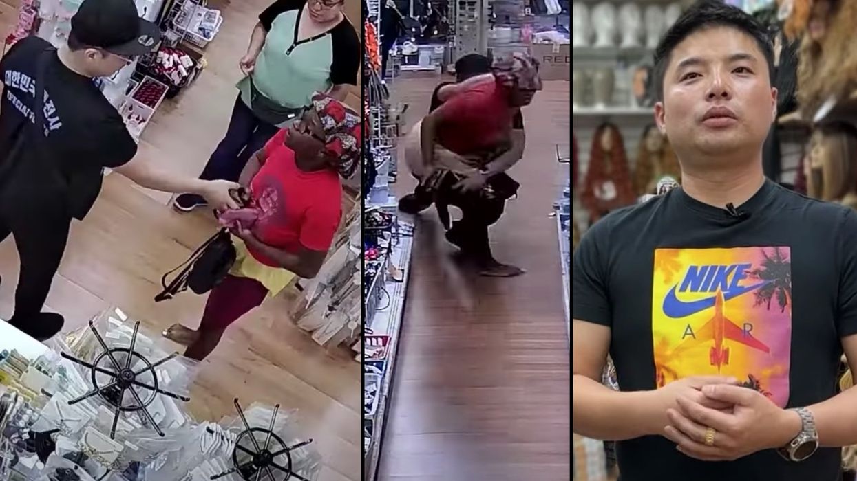 VIDEO: Beauty shop owner punches alleged shoplifter in the face and subdues her after she fires off a gunshot