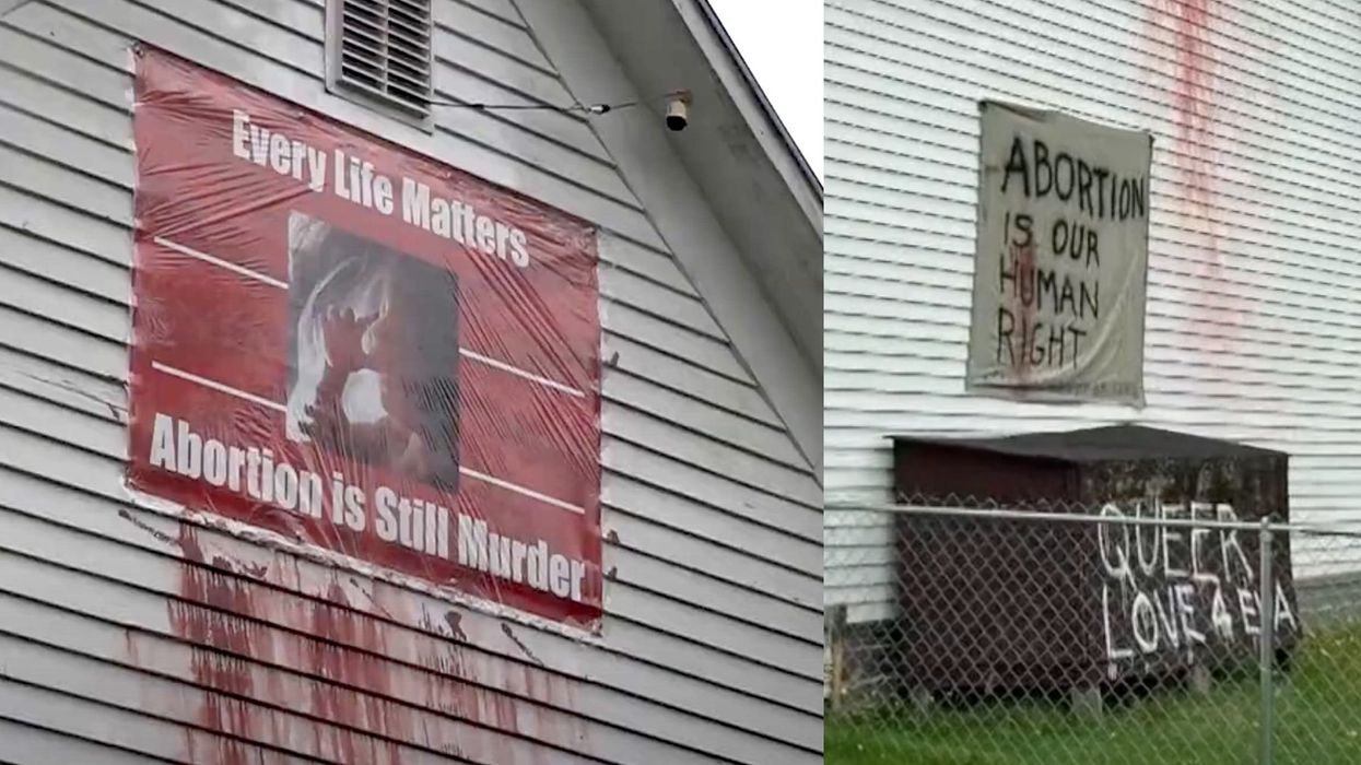 Church's pro-life sign vandalized in Maine with 'queer love' and pro-abortion messages