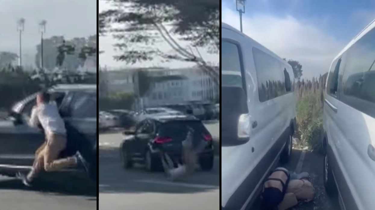 Viral video shows tourists hanging from speeding getaway car after alleged thieves ransack their vans in San Francisco
