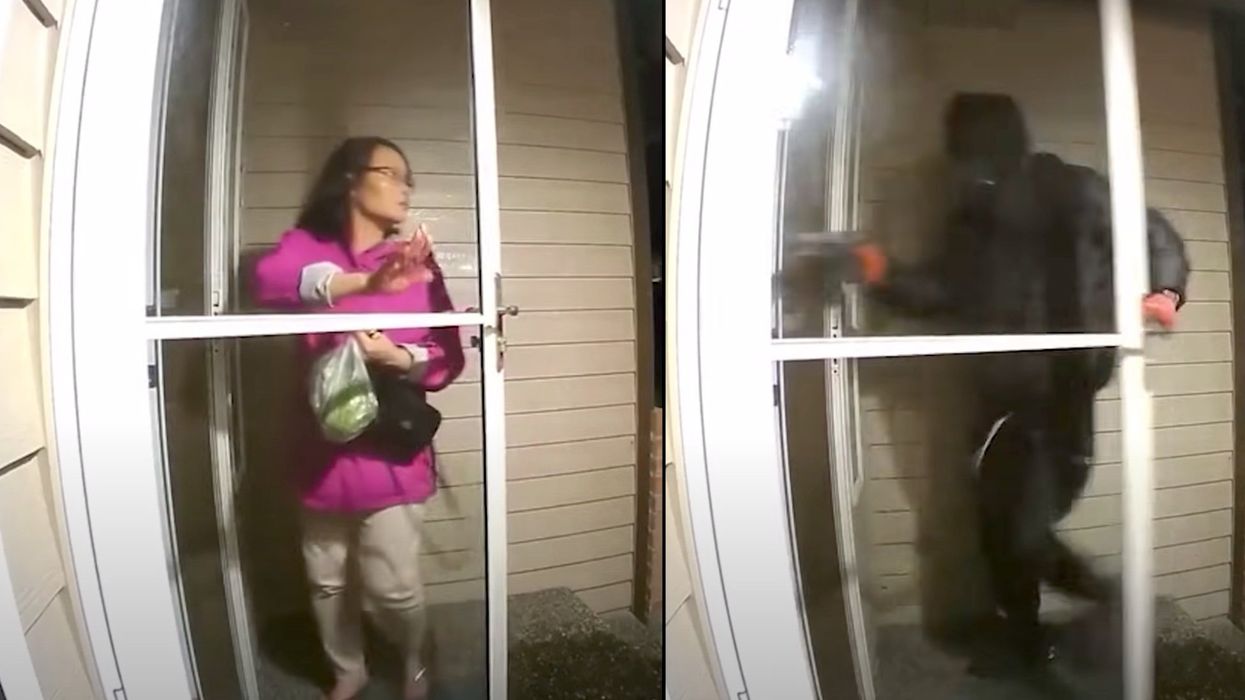 Doorbell video captures armed masked man rush Asian couple in alleged home invasion attempt