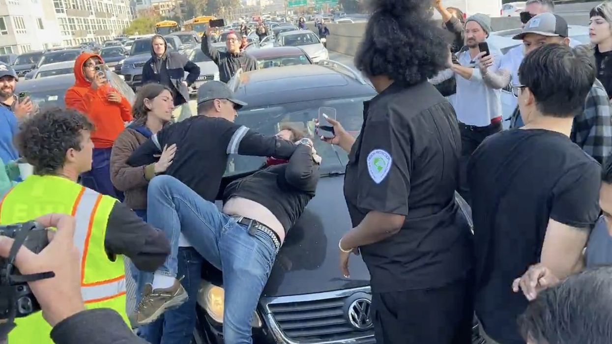 Video: LA freeway motorists put the smack down on pro-Palestinian protesters blocking them