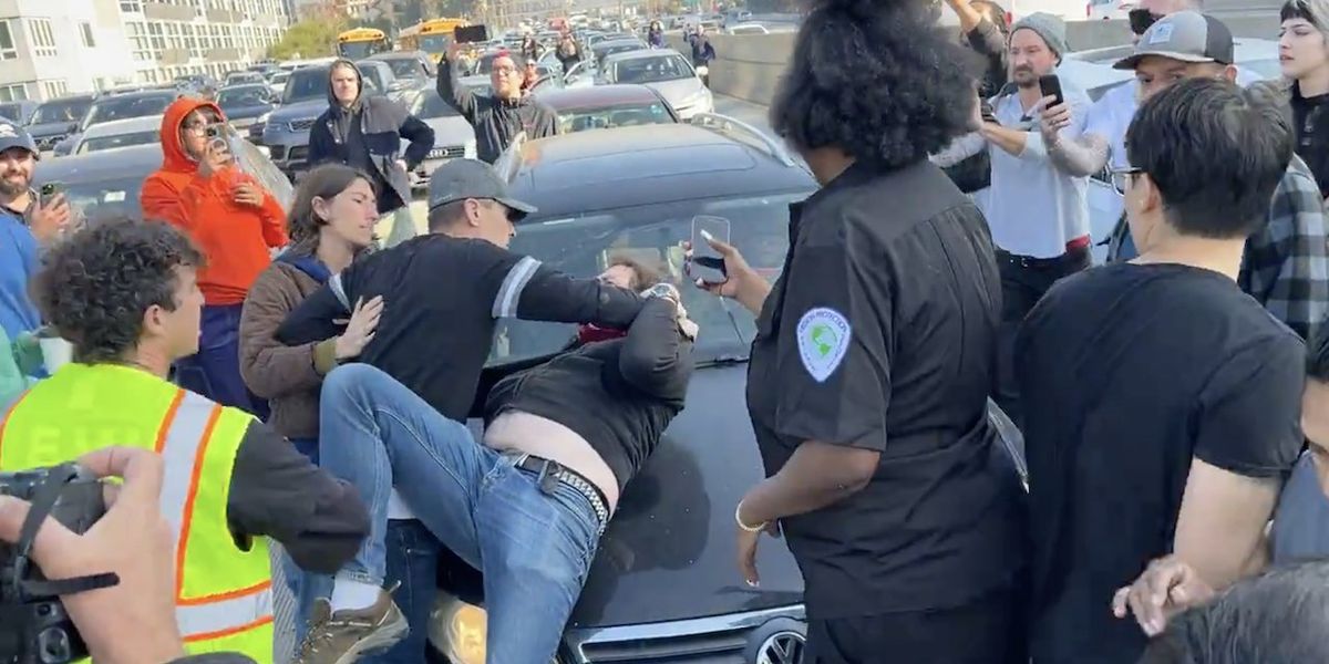 NextImg:Video: LA freeway motorists put the smack down on pro-Palestinian protesters blocking them | Blaze Media