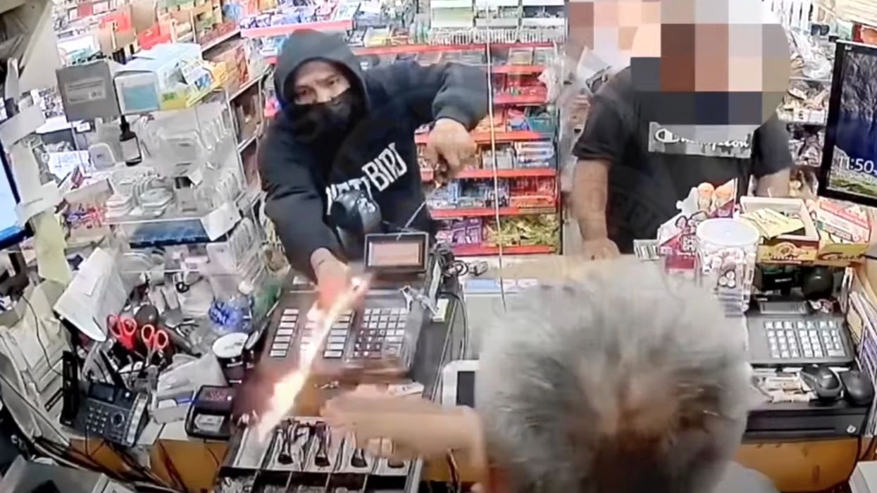 VIDEO: California thug tries to light store clerk on fire after dousing him with lighter fluid, then rides away on a scooter