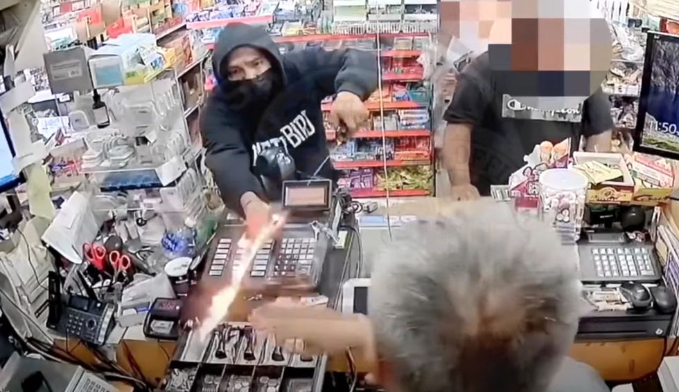VIDEO: California thug tries to light store clerk on fire after dousing him with lighter fluid‚ then rides away on a scooter