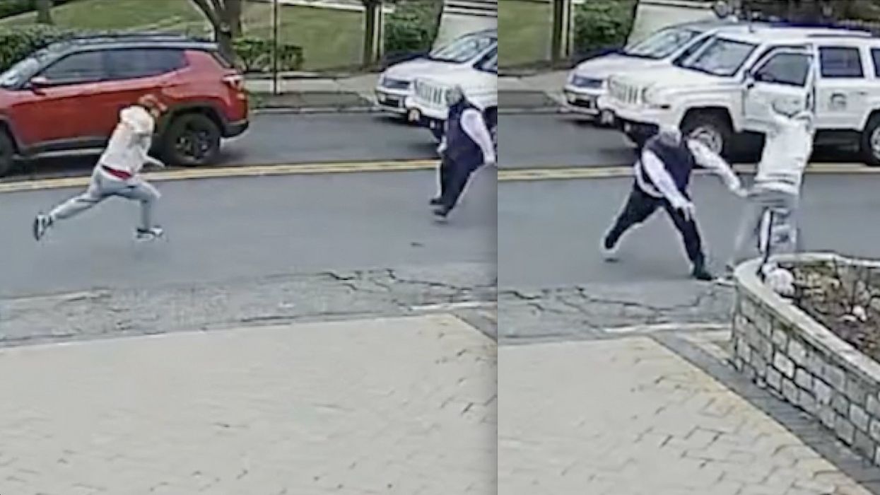 Video: Public works employee steps up big time to help police nab suspected porch pirate on the run from cops