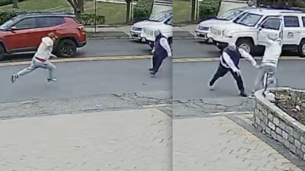 Video: Public works employee steps up big time to help police nab suspected porch pirate on the run from cops