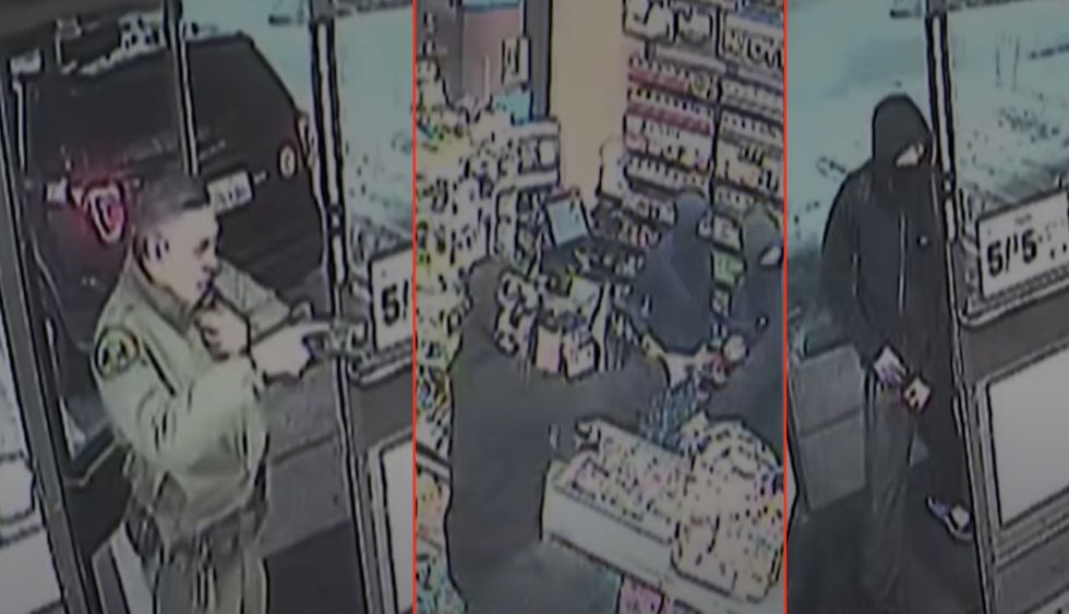 Security video shows deputy walk in on four thugs committing armed robbery at 7-Eleven in California
