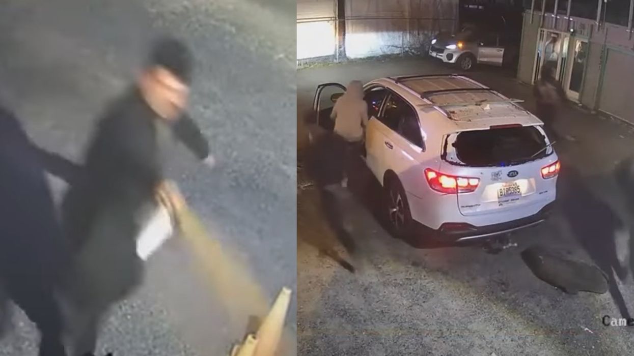 VIDEO: Bystander nails would-be robbers with bear spray after they crash a car into pot shop in Washington state