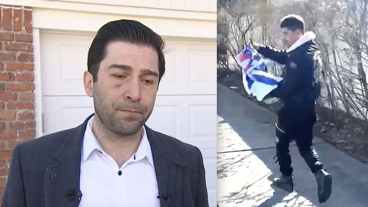 Pro-Palestinian thug who entered US illegally caught on video stealing pro-Israel flag, beating up homeowner, police say