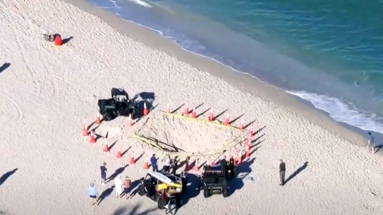 Beachgoers frantically try to dig out children buried after sand hole collapses in Florida, but 7-year-old girl dies