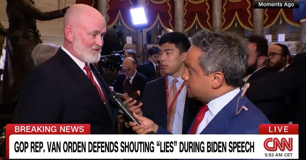House Republican asks important question when CNN reporter confronts him for screaming 'lies' at Biden during SOTU