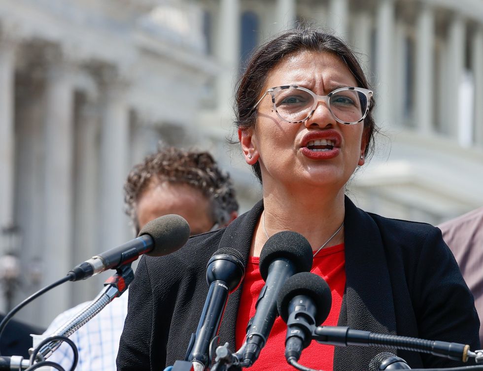 Rashida Tlaib flips out when asked to condemn ';Death to America'; chants by anti-Israel protesters in her district