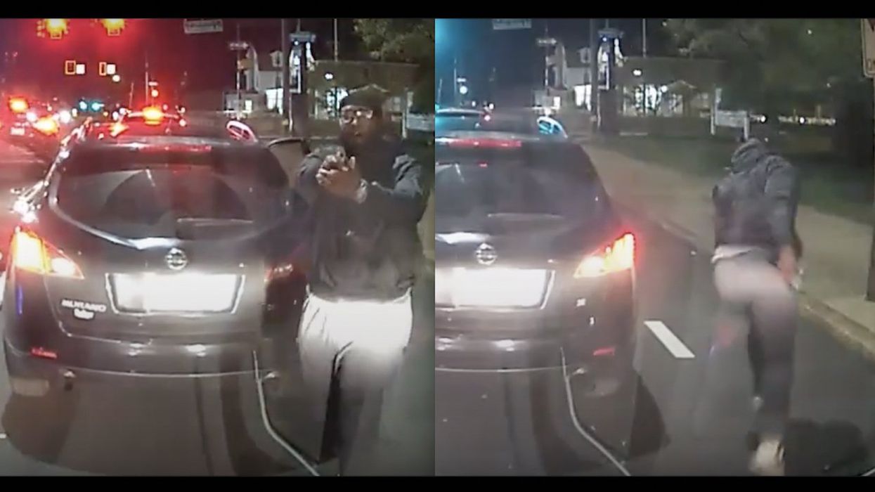 Philly cops: Stick-up victim who got shot also had a gun, opened fire on suspect. Video shows suspect fleeing.