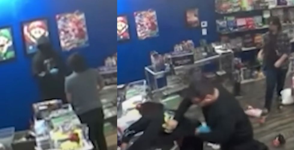 Fed up with burglaries‚ gaming store workers wrestle alleged thief to the ground in California