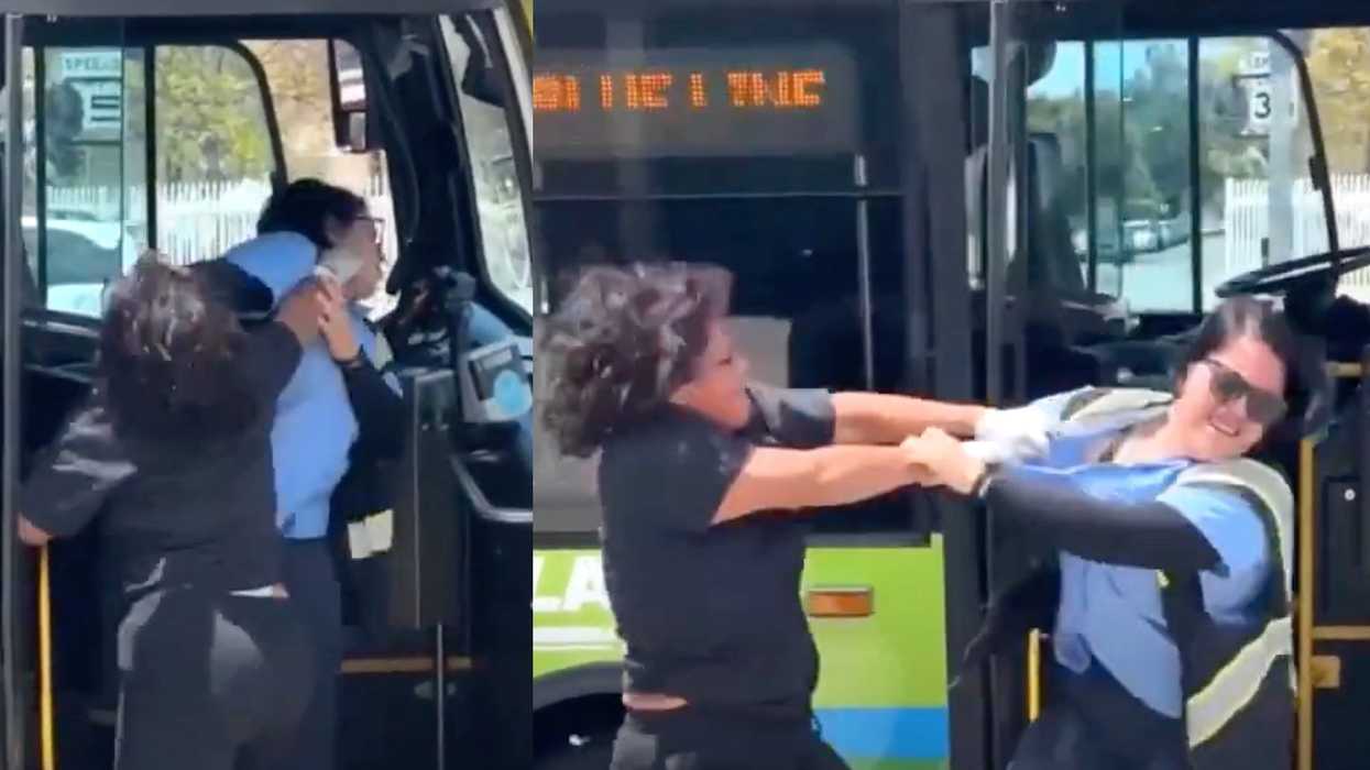 Video shows homeless woman brutally attacking Los Angeles bus driver after allegedly demanding a free ride