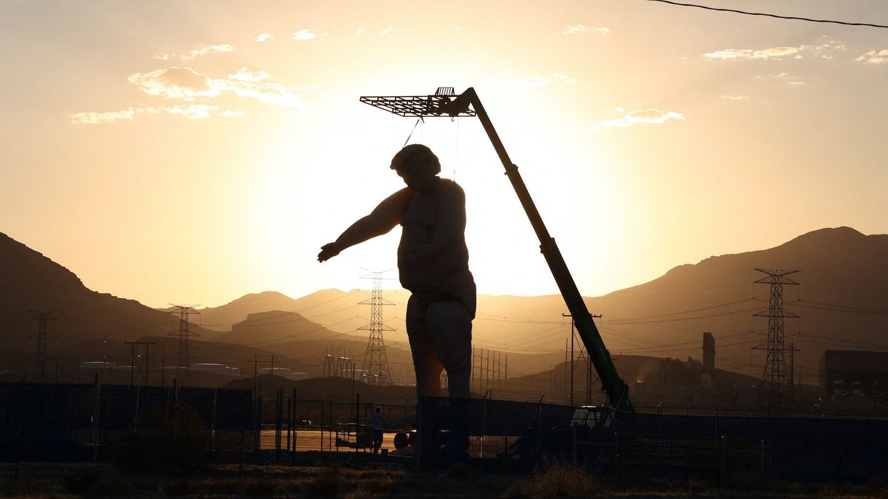Artist displays massive, 43-foot-tall nude Trump outside Las Vegas, and it's going on tour